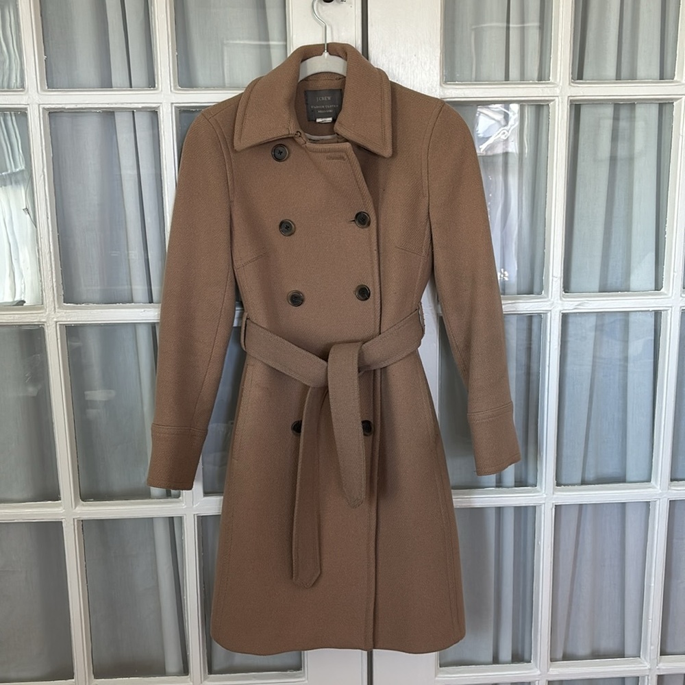 J. Crew Stadium Cloth Wool Trench Coat- Size 0